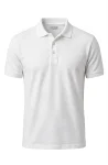 White polo shirt front view - mens cotton pique polo with 3-button placket - SiATEX Sourcing
